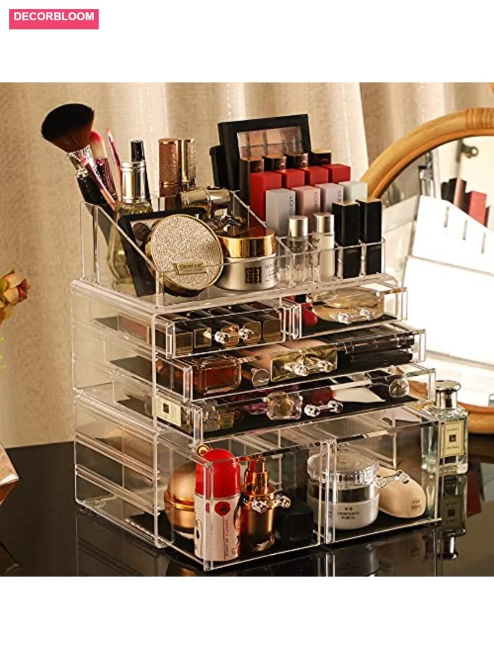 3 Pack Stackable 6-Drawer Acrylic Makeup Organizer for Vanity, Bathroom, Desk